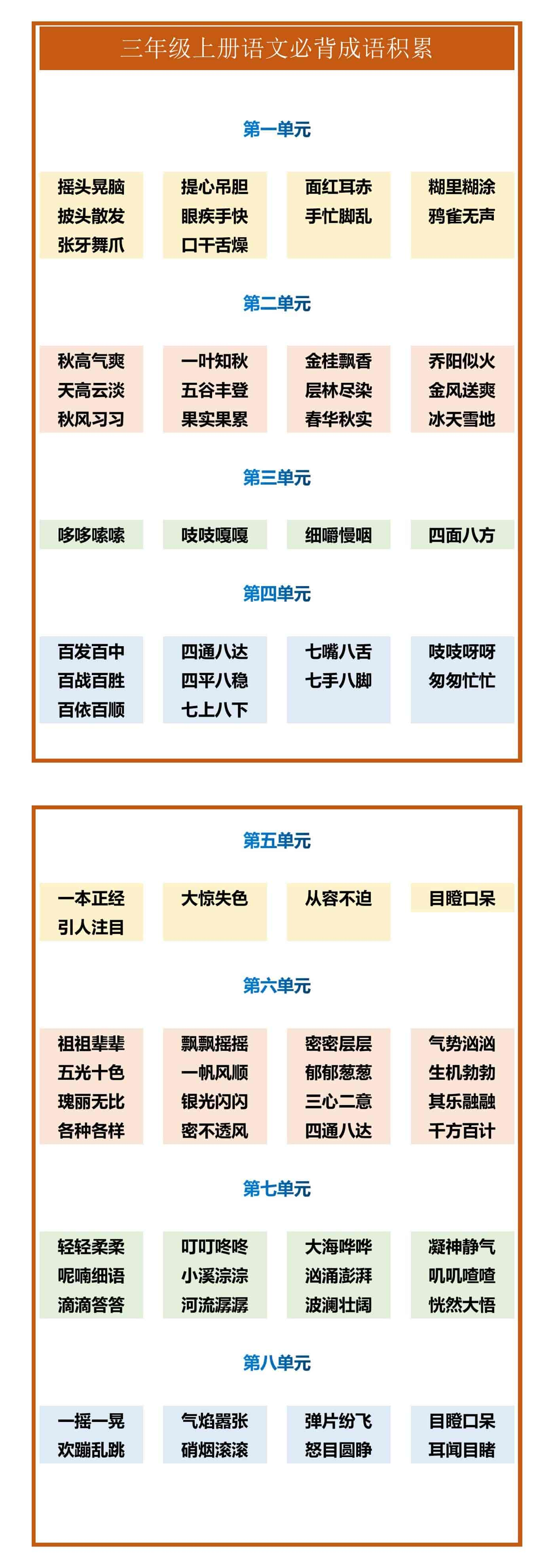 三年级上册语文必背成语积累