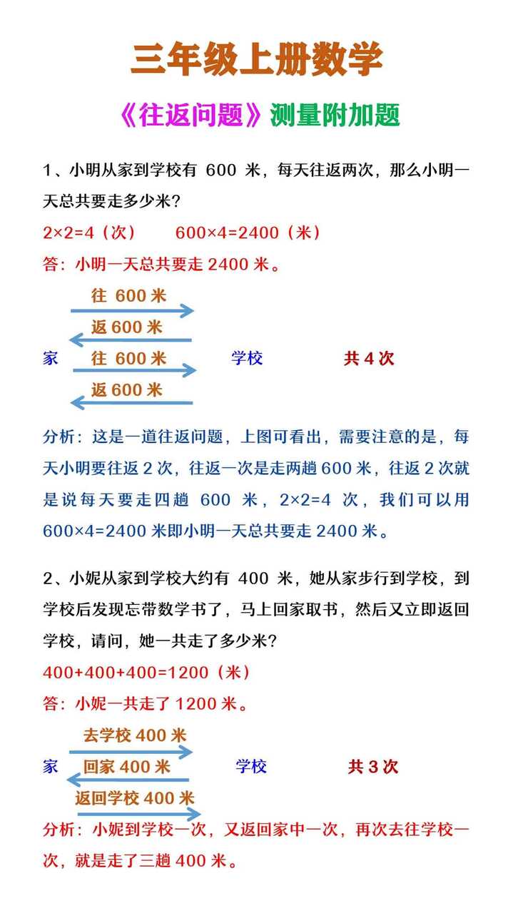 三年级上册数学 《往返问题》