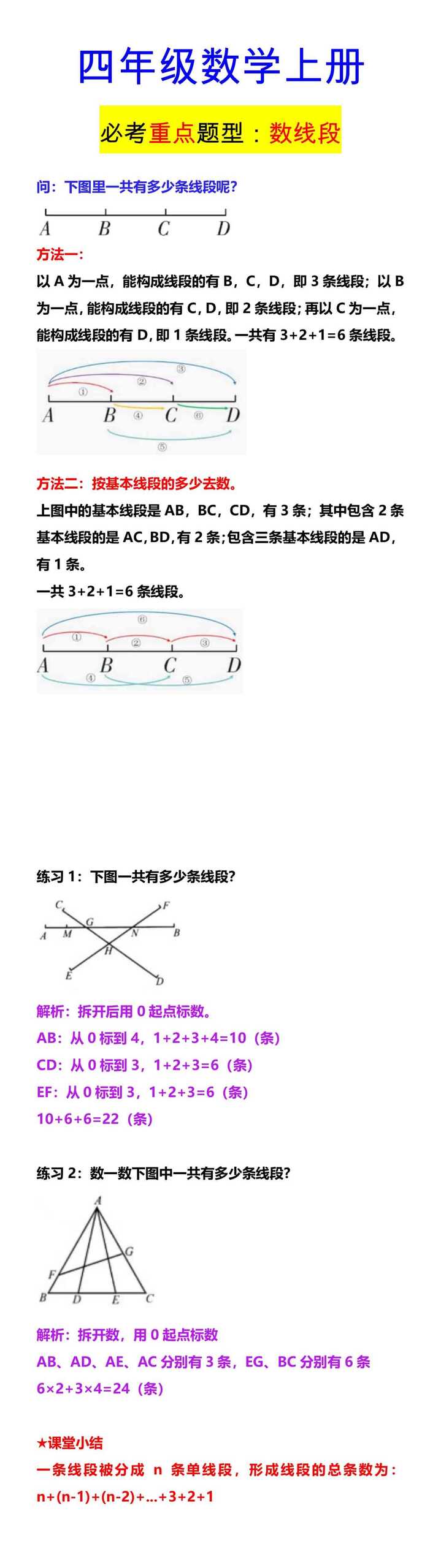 四年级数学上册 必考重点题型：数线段