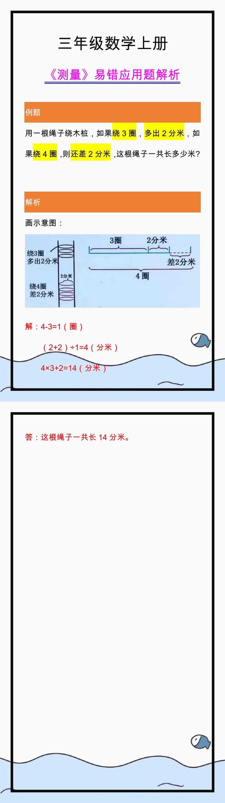 三年级数学上册《测量》易错应用题解析！