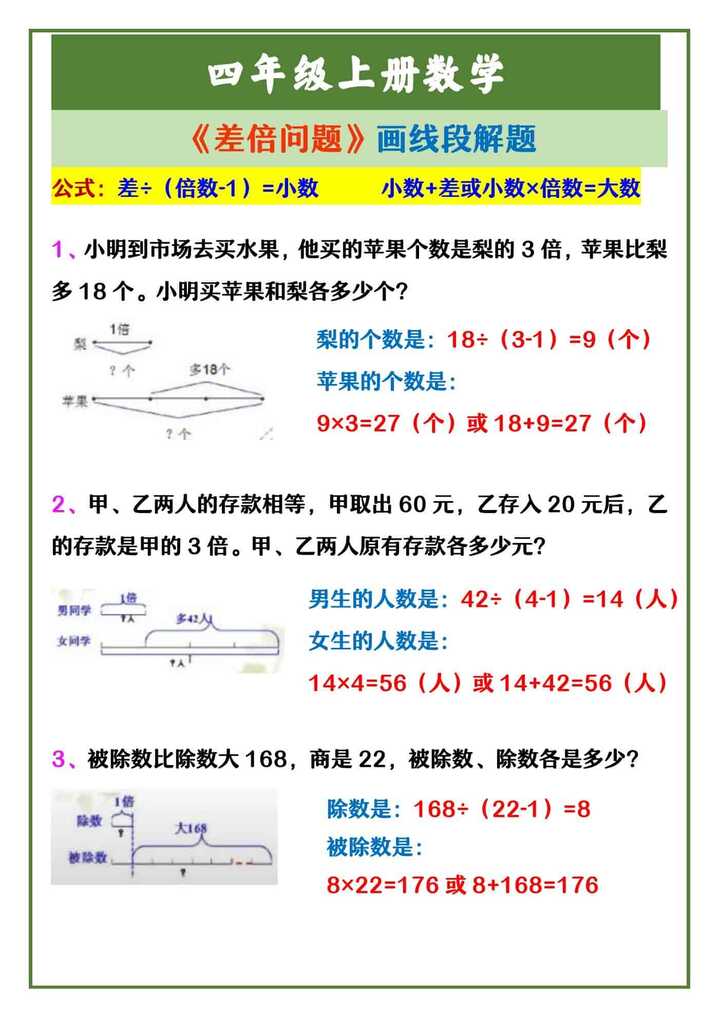 四年级上册数学 《差倍问题》画线段解题