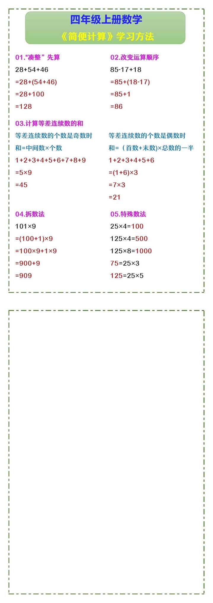四年级上册数学 《简便计算》学习方法