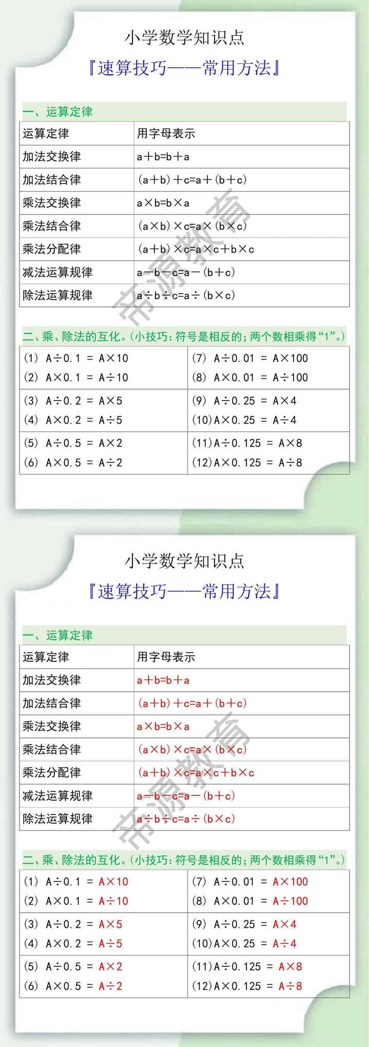 小学数学速算技巧常用方法