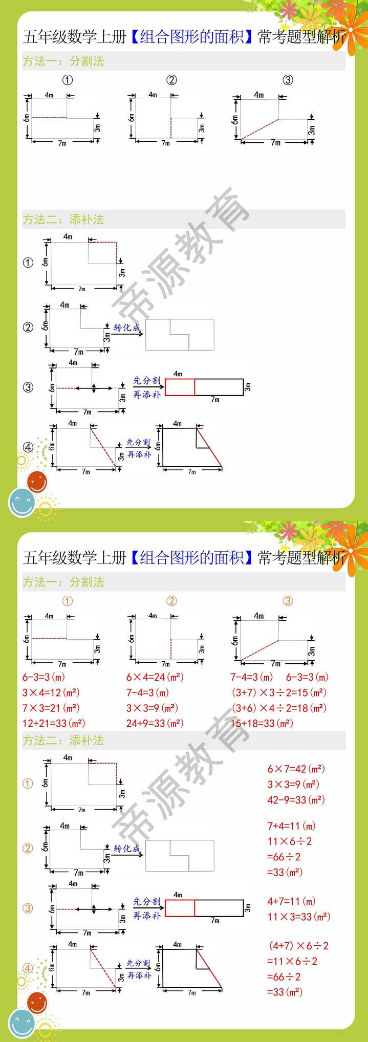 五年级数学上册【组合图形的面积】常考题型解析