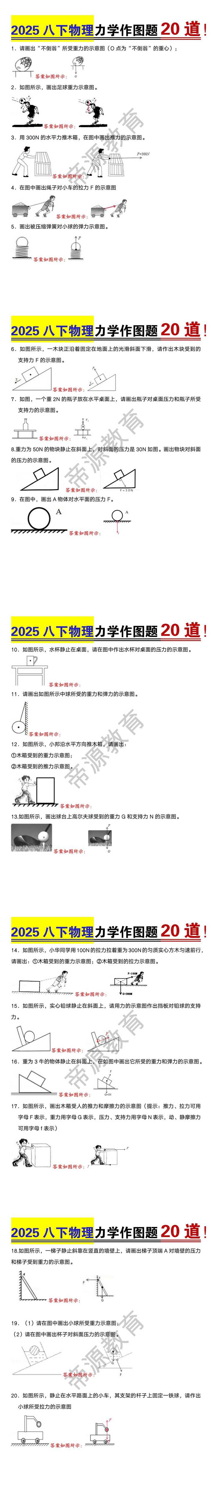 八下物理力学作图题20道