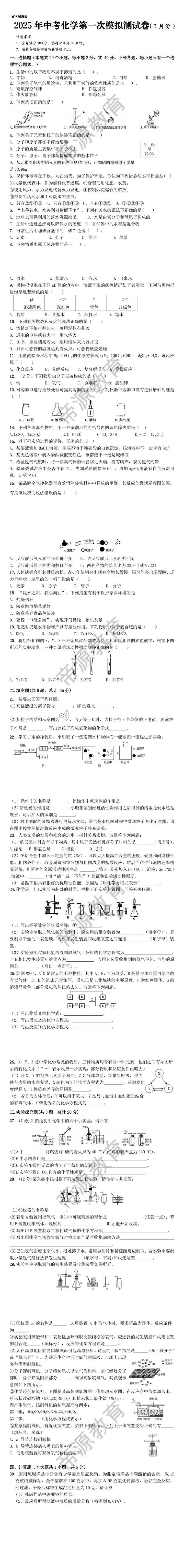 2025中考化学第一次模拟卷