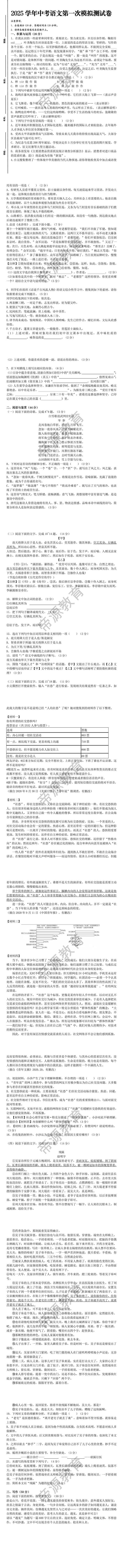 中考语文第一次模拟试卷