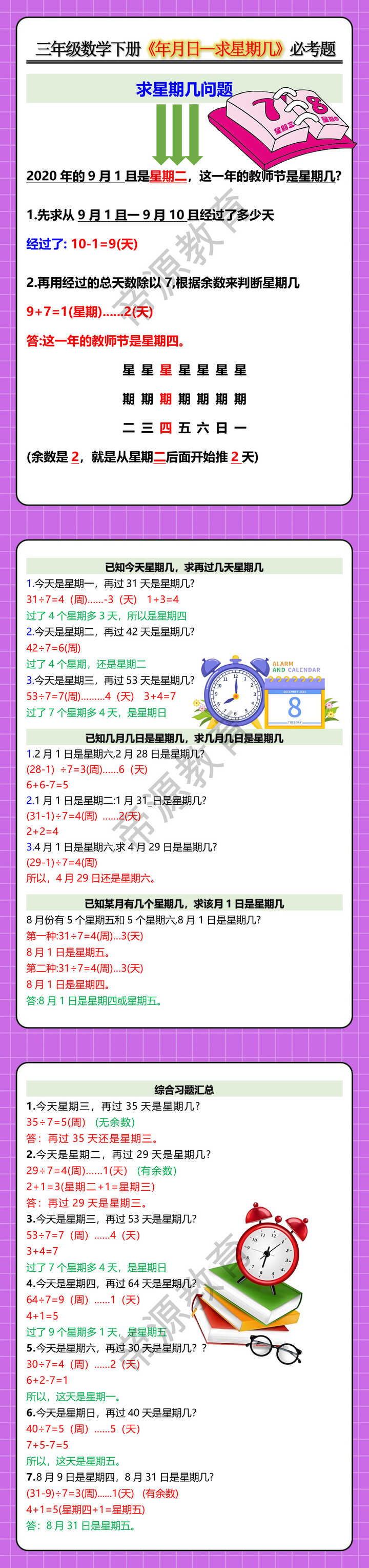 三年级数学下册《年月日--求星期几》必考题
