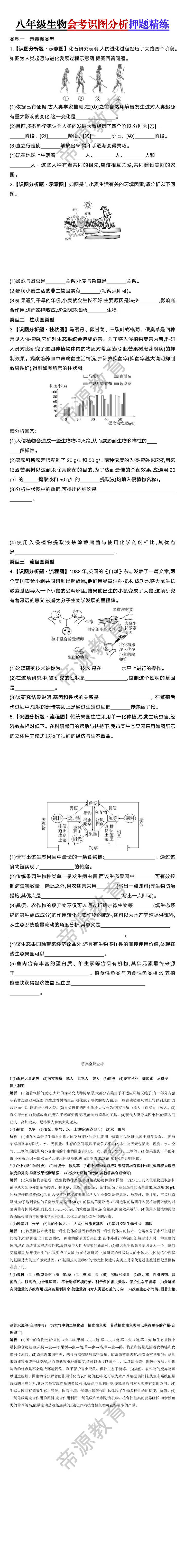 八年级生物会考识图分析押题精练
