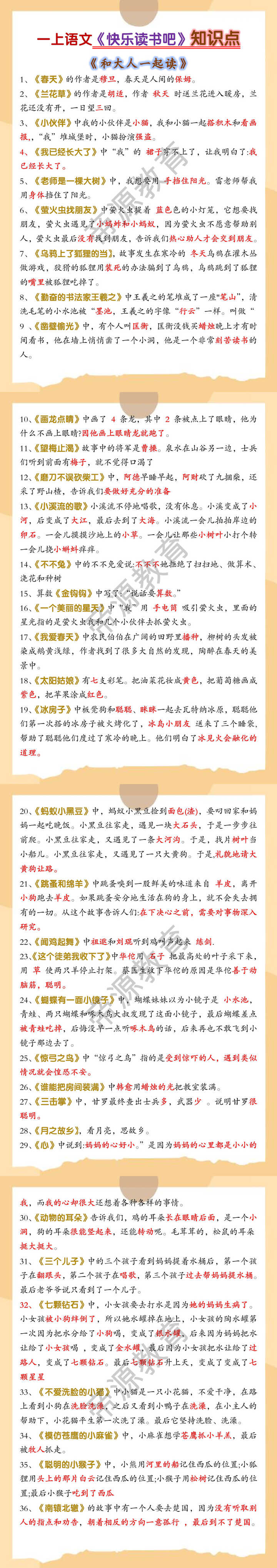 一上语文《快乐读书吧》知识点