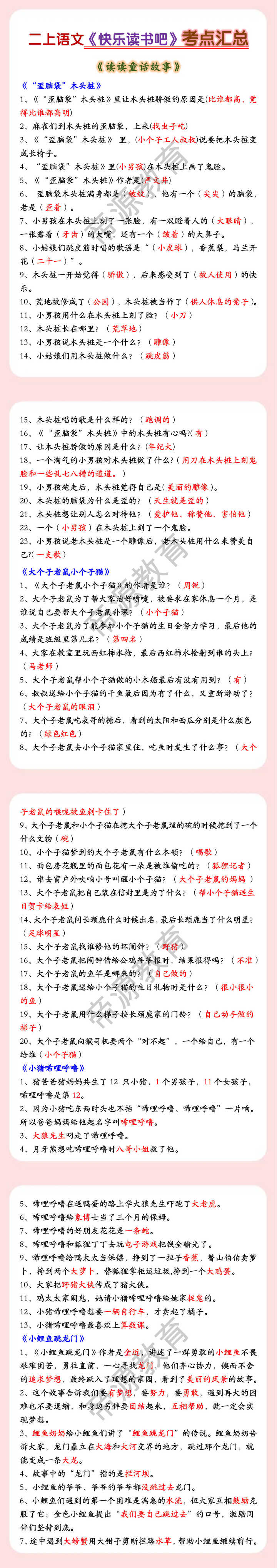 二上语文《快乐读书吧》考点汇总