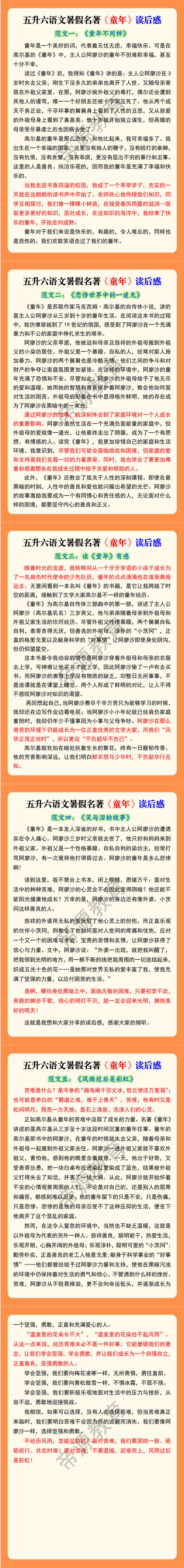 五升六语文暑假名著《童年》读后感