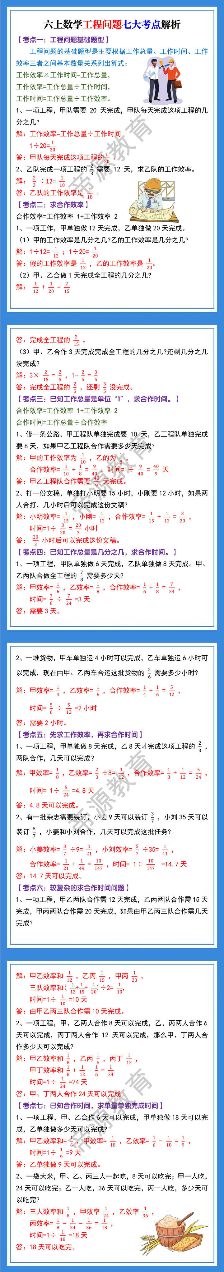 六上数学工程问题七大考点解析