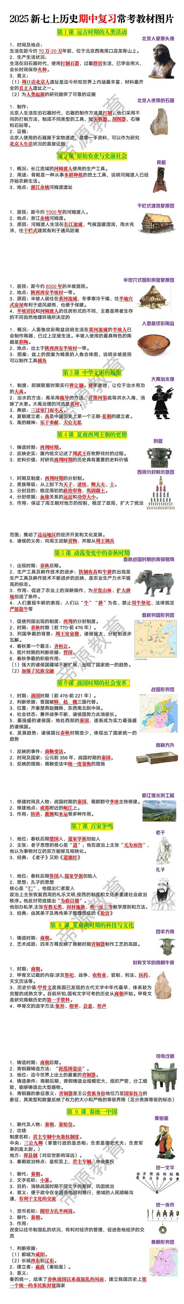 2025新七上历史期中复习常考教材图片