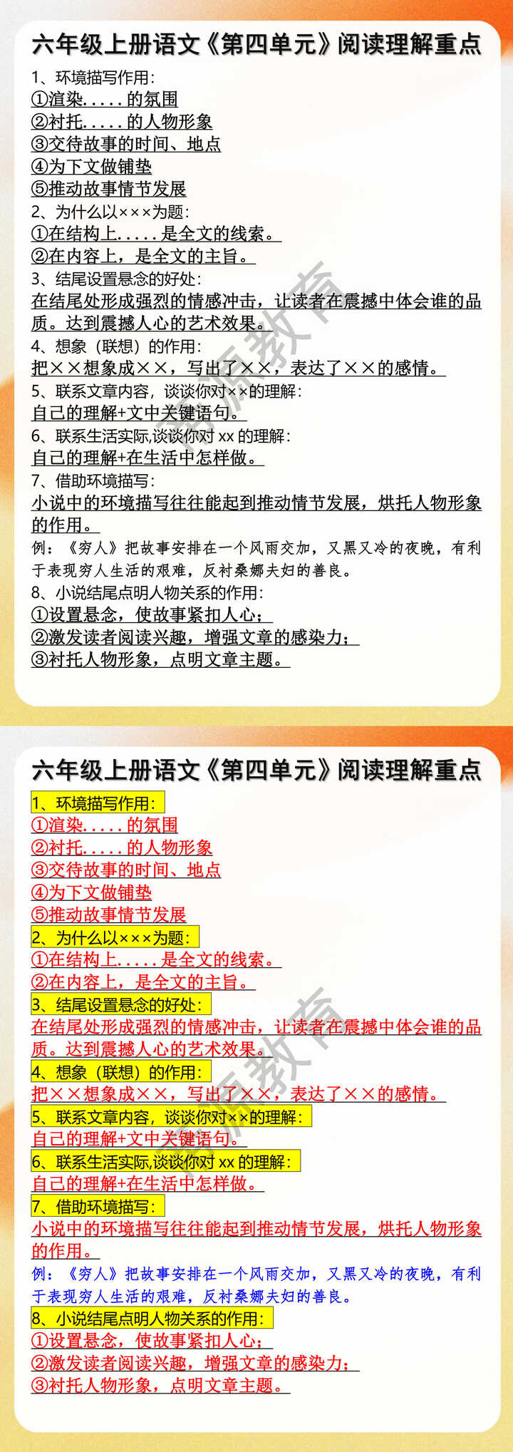 六年级上册语文第四单元阅读理解重点 六年级上册语文第四单元阅读理解重点