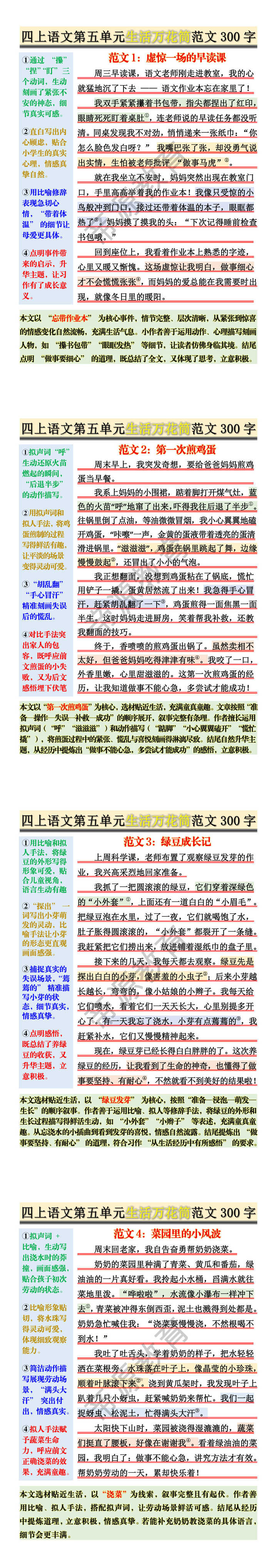 四上语文第五单元生活万花筒范文300字 四上语文第五单元生活万花筒范文300字