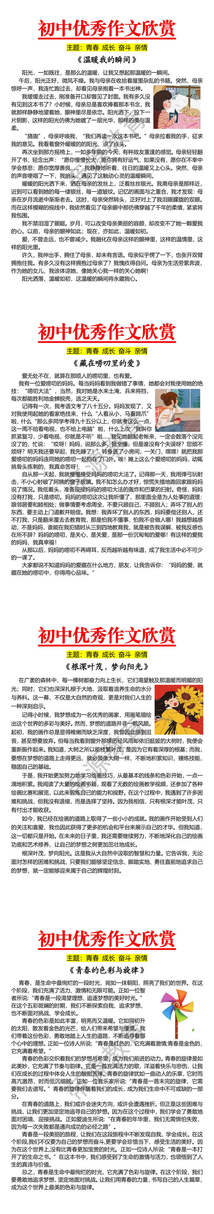 初中优秀作文欣赏