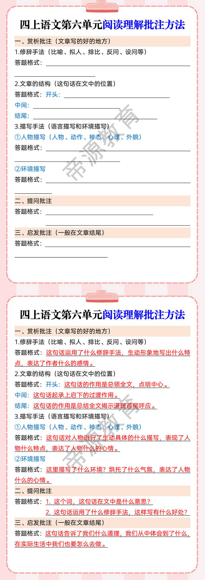 四上语文第六单元阅读理解批注方法 四上语文第六单元阅读理解批注方法