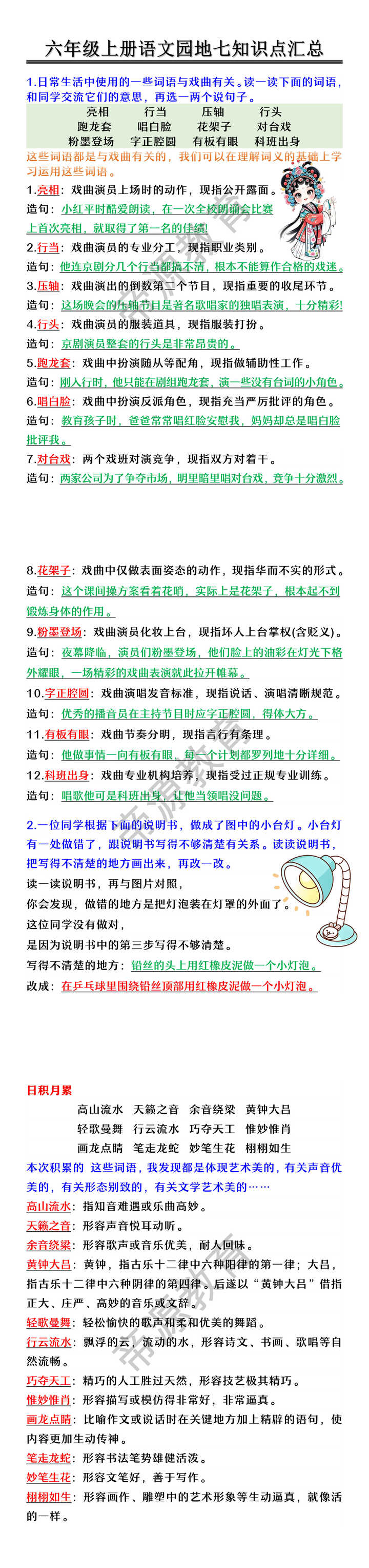 六年级上册语文园地七知识点汇总