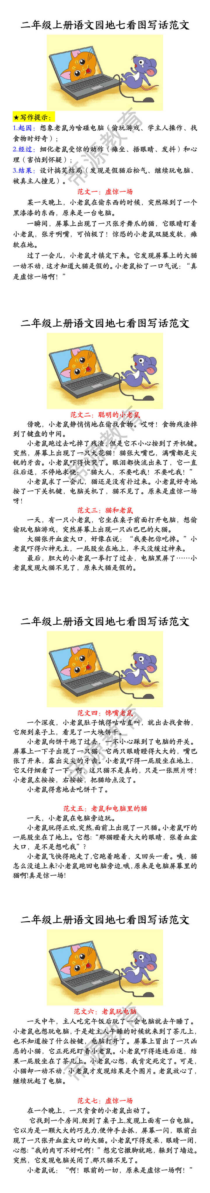 二年级上册语文园地七看图写话范文 二年级上册语文园地七看图写话范文