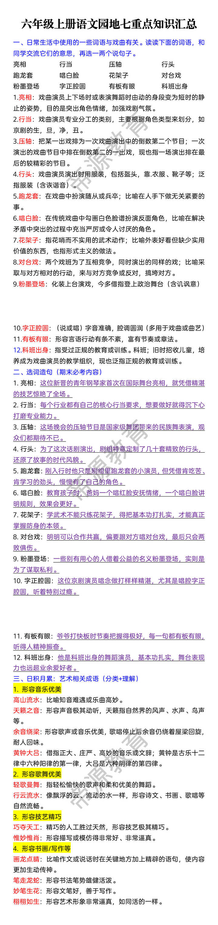 六年级上册语文园地七重点知识汇总 六年级上册语文园地七重点知识汇总