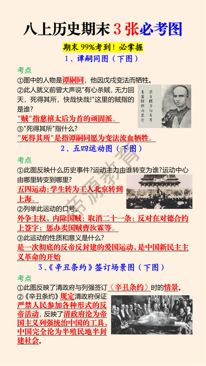 八上历史期末3张必考图