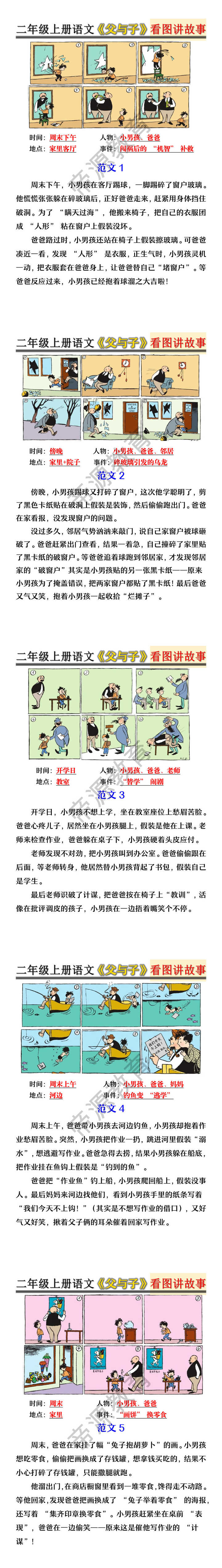二年级上册语文《父与子》看图讲故事