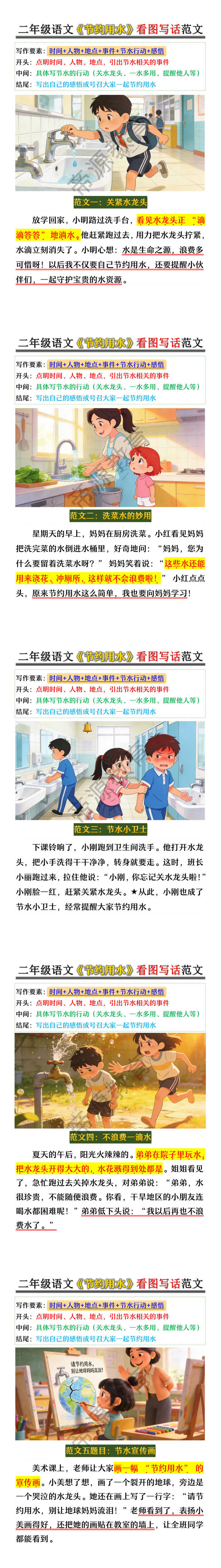 二年级语文《节约用水》看图写话范文