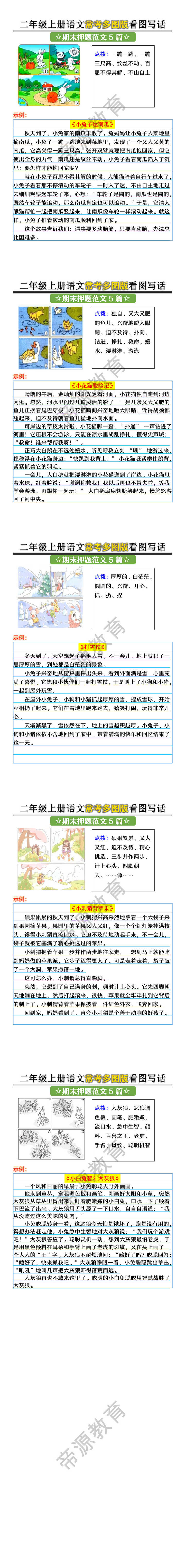 二年级上册语文常考多图版看图写话