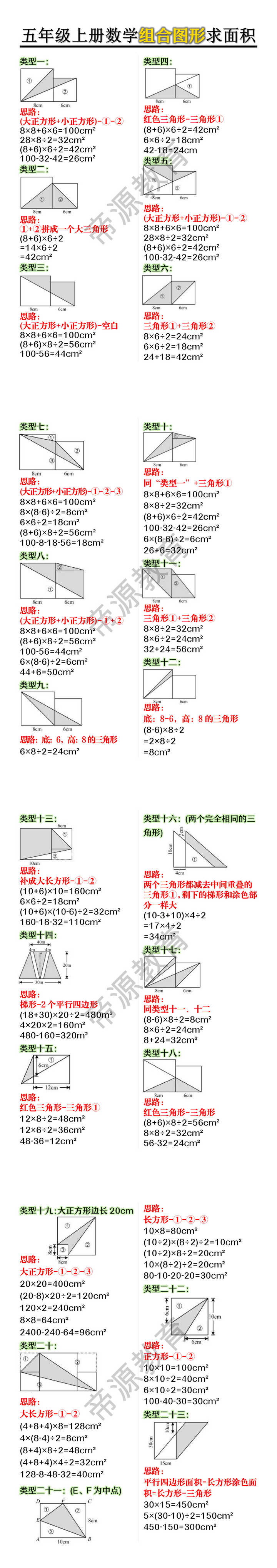 五年级上册数学组合图形求面积