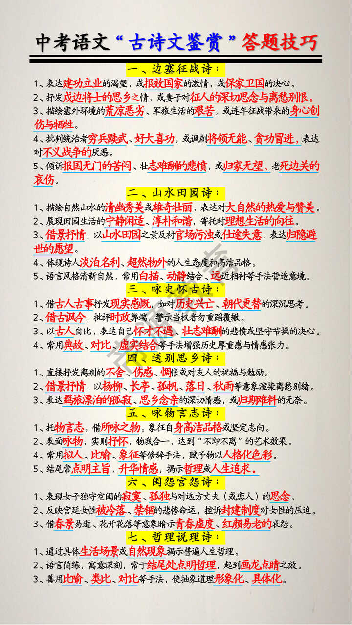 中考语文“古诗文鉴赏”答题技巧 中考语文“古诗文鉴赏”答题技巧