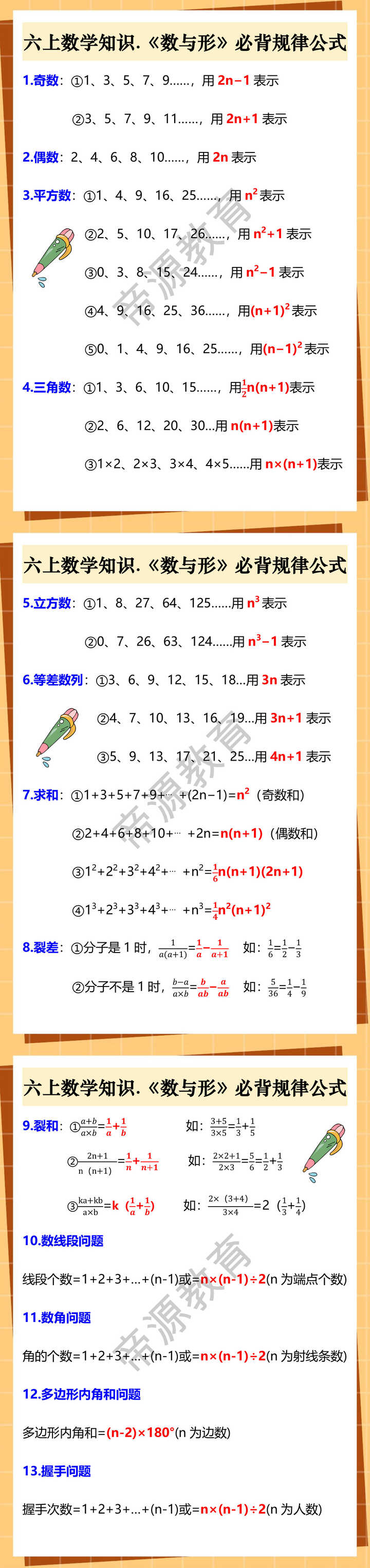 六上数学知识.《数与形》必背规律公式