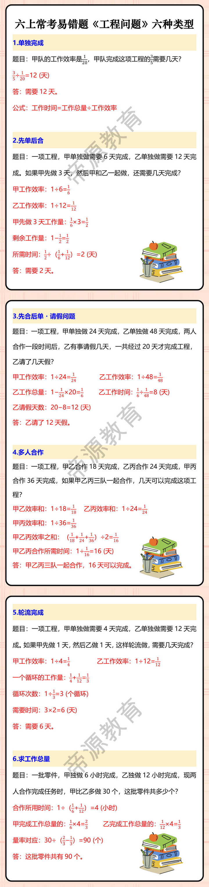 六上常考易错题《工程问题》六种类型