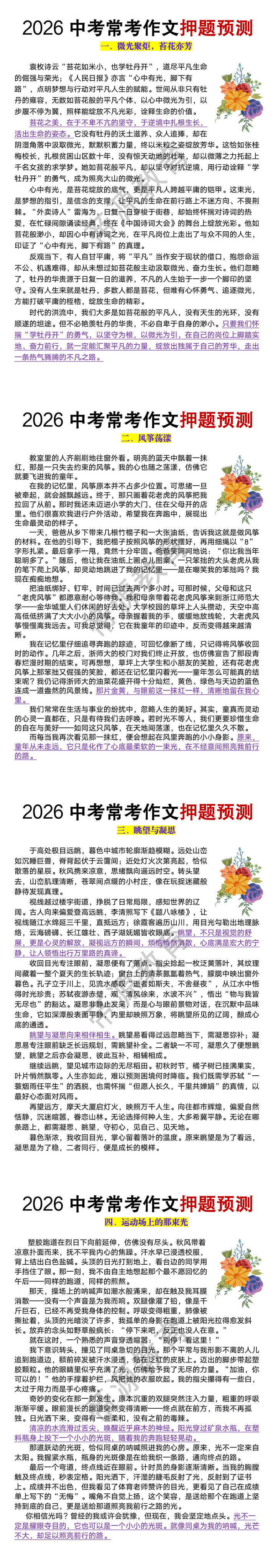 2026中考常考作文押题预测