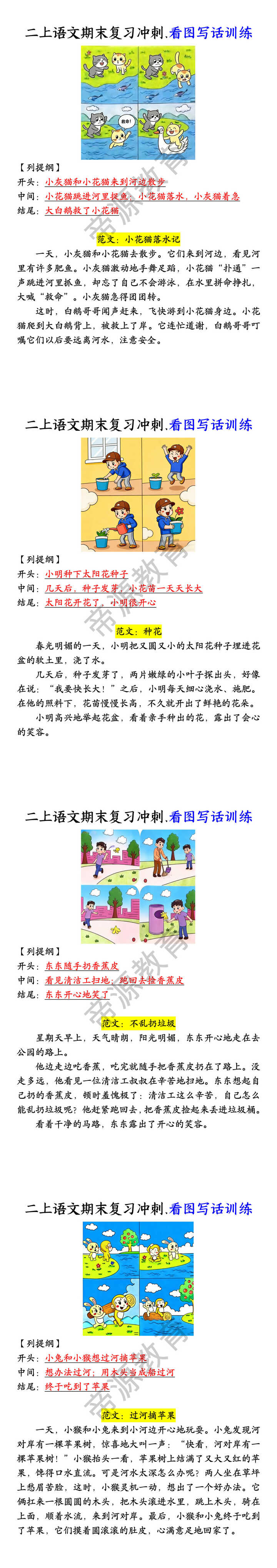 二上语文期末复习冲刺.看图写话训练