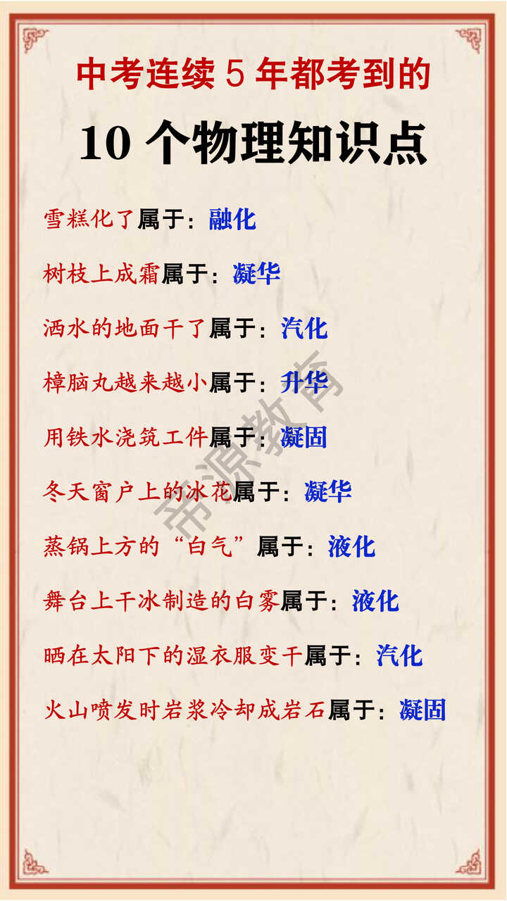 中考10个物理知识点