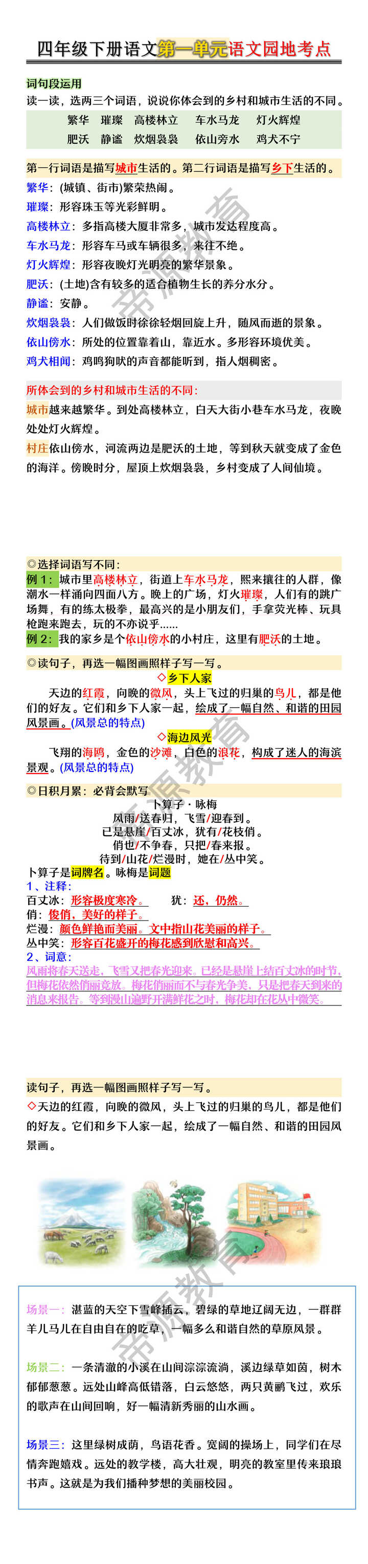 四年级下册语文第一单元语文园地考点 四年级下册语文第一单元语文园地考点