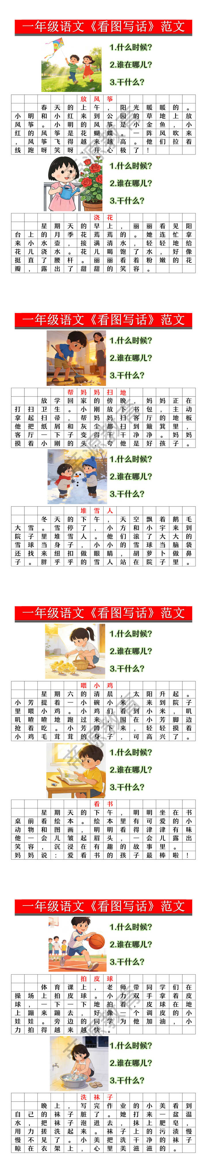 一年级语文《看图写话》范文