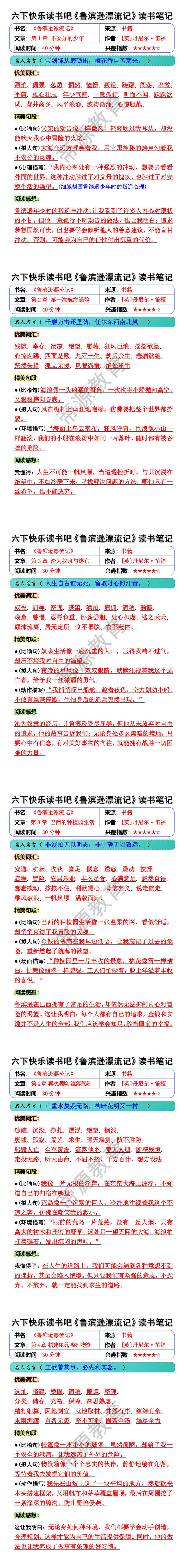 六下快乐读书吧《鲁滨逊漂流记》读书笔记