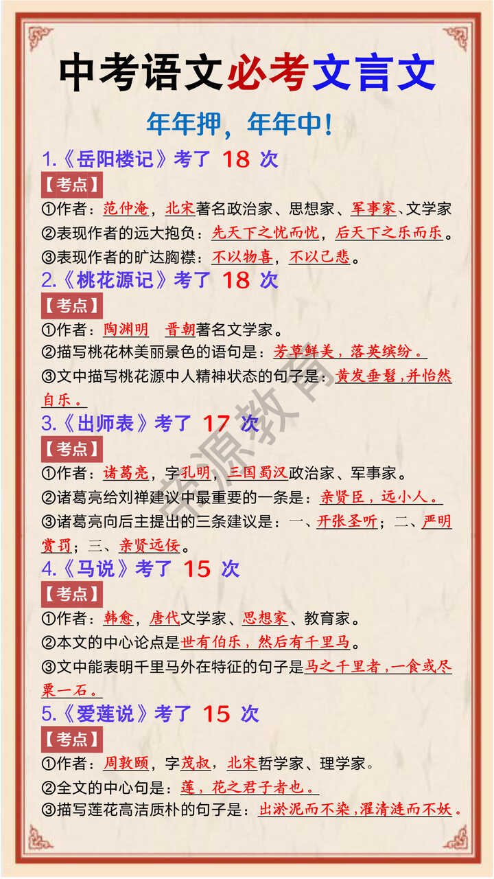 中考语文必考文言文5篇