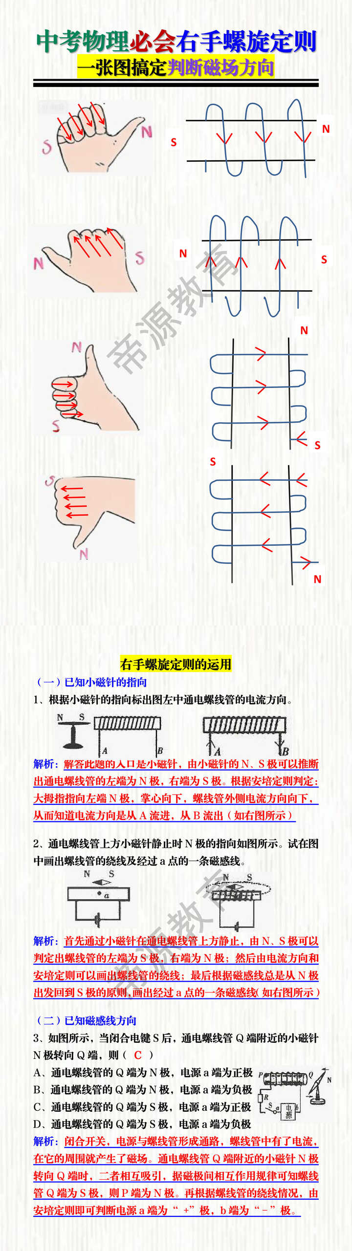 中考物理必会右手螺旋定则