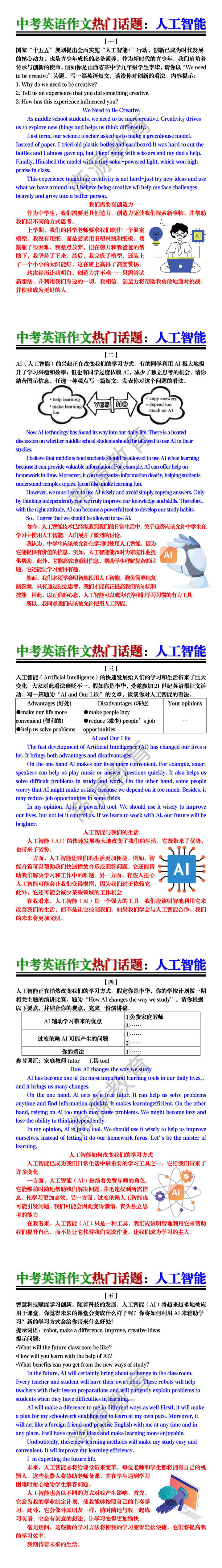 中考英语作文热门话题：人工智能