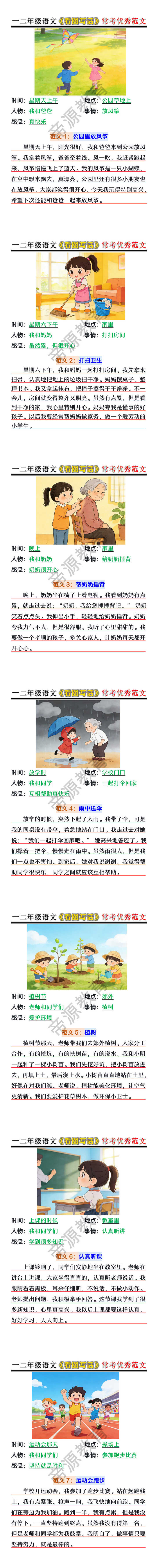 一二年级语文《看图写话》常考优秀范文