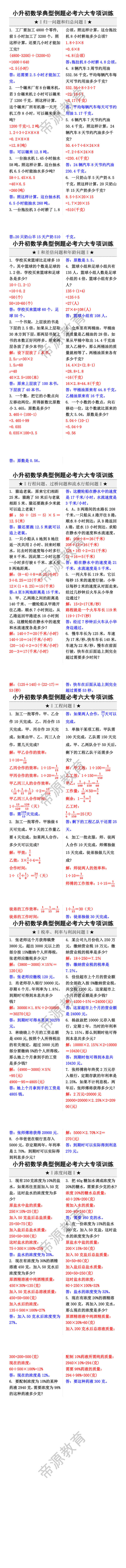 小升初数学必考六大应用题专项训练
