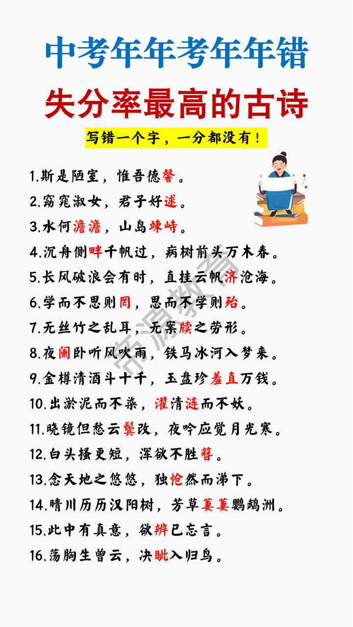 中考年年考失分率最高的古诗