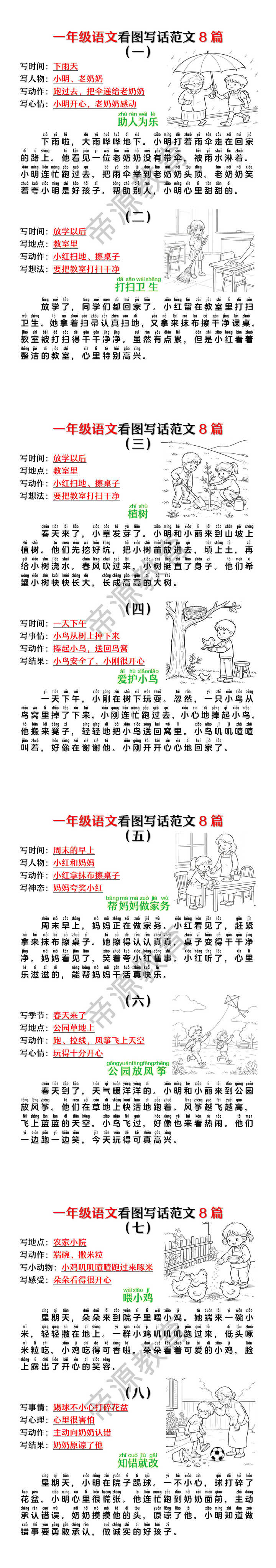 一年级语文看图写话范文8篇