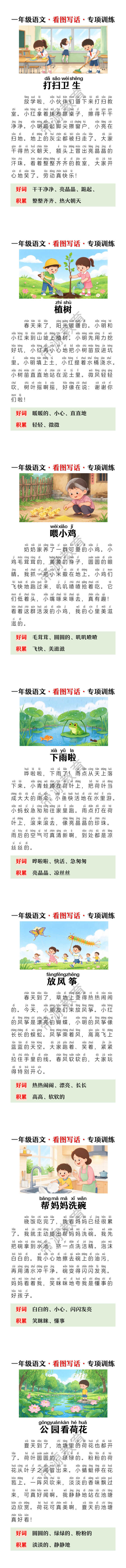一年级语文·看图写话·专项训练