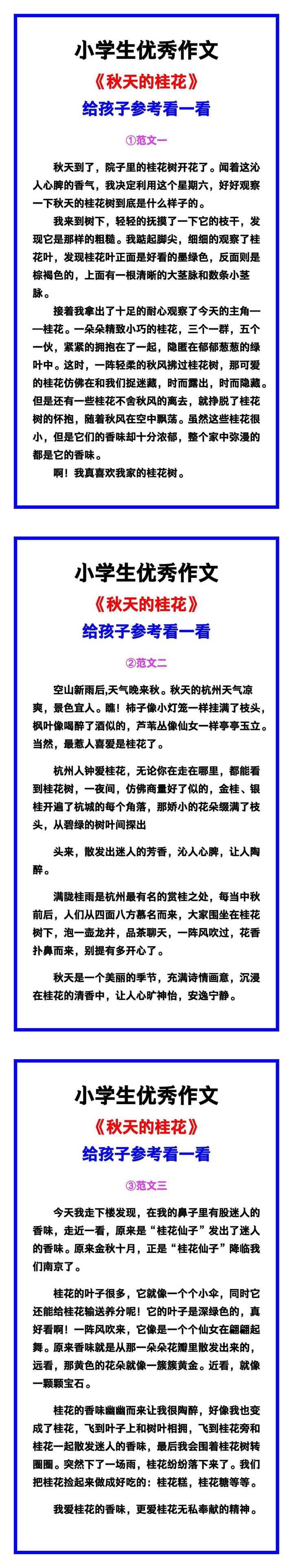 小学生优秀作文《秋天的桂花》范文汇总，替孩子保存！
