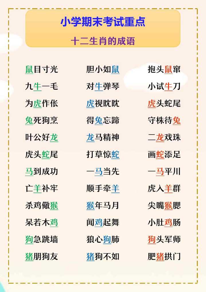 小学期末考试重点