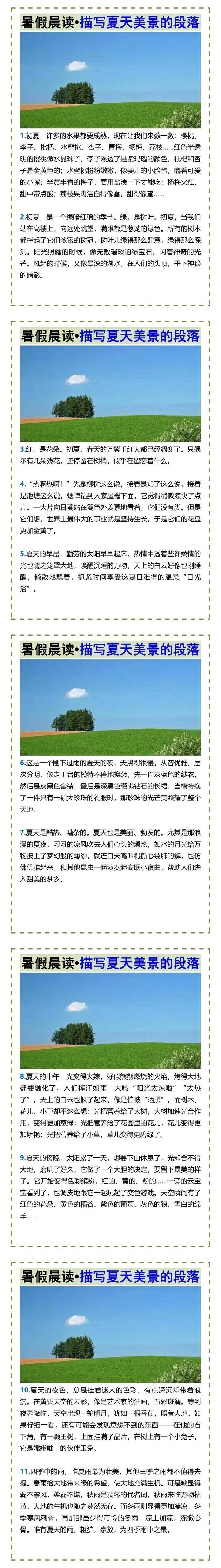 暑假晨读•描写夏天美景的段落